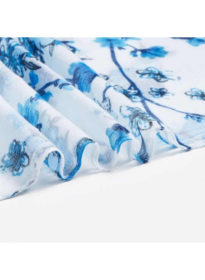 OSHIMA Lightweight Scarves, Floral Cotton Scarf, Fashion Scarf Wraps Shawls, Long Fashion Wraps for All Season Cotton and Linen Monochrome Turban, Fall Winter Fashion Shawl Wrap - Image 4